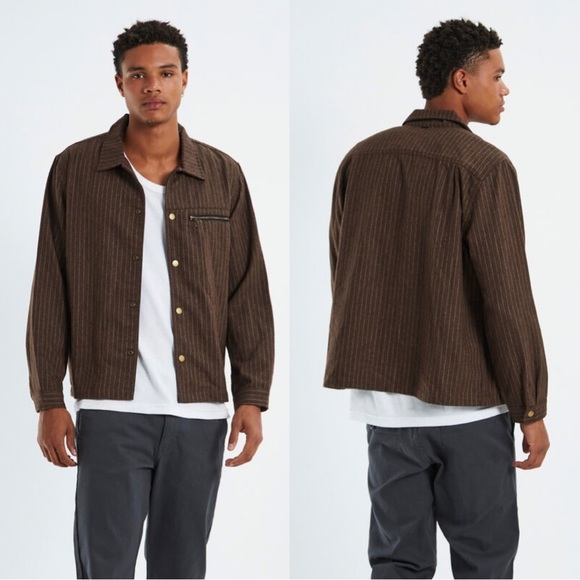 NWT Former Merchandise Harmony Long Sleeve Overshirt Jacket Striped Wool XL - Picture 3 of 13